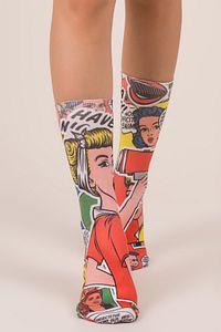 01462 Pop Art Baskılı Soket Çorap