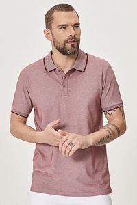 Erkek Bordo Düğmeli Polo Yaka Cepsiz Slim Fit Dar Kesim Düz Tişört
