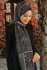 Kadın Siyah Desenli Pamuk Şal
