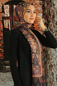 Kadın Desenli Pamuk Şal - Tmeds-011