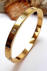 Zirkon Taşlı Paslanmaz Çelik Cartier Bileklik Bilezik 18 Cm