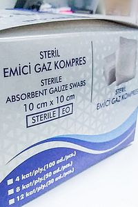 Steril Emici Gaz Kompres Gazlı Bez 10 X 10 4 Kat Yüksek Emici 1 Kutu 100 Adet