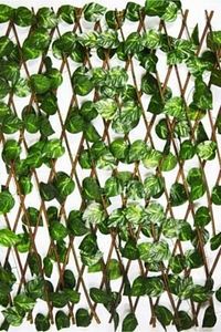 Yapay Sarmalıklı Çit, Açılır Kapanır Ahşap Çit, Dekoratif Bahçe Çiti 120 Cm X 2,50mt'e Uzatılabilir