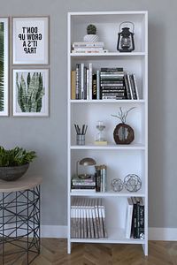 5 Raflı Modern Kitaplık Dosya Kitap Rafı Ofis Ev Rafı Kitap Raf Beyaz
