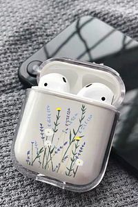 Beyaz Lavenders Tasarımlı Silikon Airpods Kılıfı