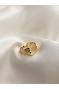 Gold Kare Şövalye Ayarlanabilir Yüzük