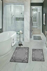 60x90 - 50x60 Dijital Banyo Halısı Kaymaz Tabanlı Klozet Takımı 2'li Paspas Seti
