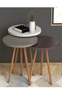 Roma Zigon sehpa Beyaz-Cappuccino-Kahve