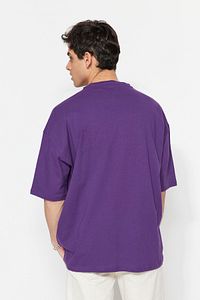 Trendyol Collection-Oversize Purple City Printed Cotton T-Shirt - Crew Neck, Short Sleeve TMNSS20TS1102 2
