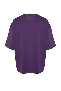 Trendyol Collection-Oversize Purple City Printed Cotton T-Shirt - Crew Neck, Short Sleeve TMNSS20TS1102 7