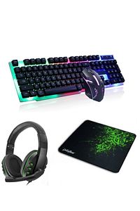 4in1 Rgb Klavye Mause Razer Pad Kulaklık Esport Oyuncu Gaming Combo Set