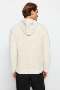 Trendyol Collection-Langärmliges Sweatshirt in Ecru mit Kapuze und Kängurutasche, TMNAW20SW0090 6