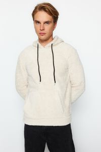 Trendyol Collection-Langärmliges Sweatshirt in Ecru mit Kapuze und Kängurutasche, TMNAW20SW0090 2