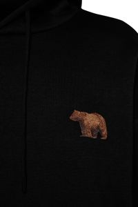 Trendyol Collection-Schwarzes, übergroßes/weites Kapuzen-Sweatshirt mit Tierstickerei auf der Innenseite aus Fleece-Baumwolle TMNAW24SW00097 6