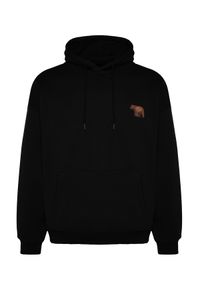 Trendyol Collection-Schwarzes, übergroßes/weites Kapuzen-Sweatshirt mit Tierstickerei auf der Innenseite aus Fleece-Baumwolle TMNAW24SW00097 8