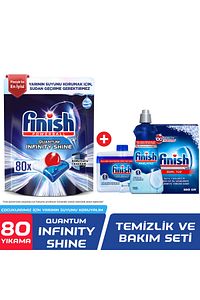 Quantum Infinity Shine 80 Kapsül Bulaşık Makinesi Deterjanı Tableti + Temizlik ve Bakım Seti
