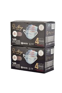 Plus 4 Katlı Çift Kat Meltblown Filtreli Cerrahi Maske 100 Adet (yumuşak Elastik Kulak Bantlı) Beyaz