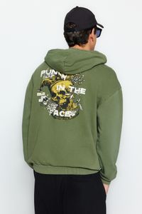 Trendyol Collection-Anthrazitfarbenes, entspanntes/bequemes Kapuzen-Sweatshirt mit Antik-/Blasseffekt TMNAW24SW00141 9