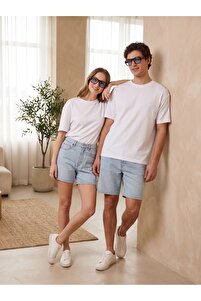 Trendyolmilla Man Unisex Beyaz Wardrobe Essentials İnterlok Düşük