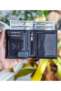 Garbalia Hakiki Deri Siyah Erkek Bozuk Para Gözlü PARA PORTFÖY