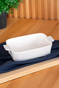 ACAR Bianco Perla Porselen Dikdörtgen Mini Fırın Kabı - 18.6 Cm