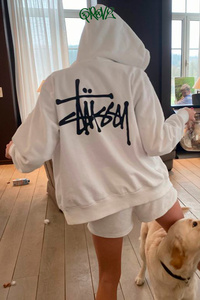 Grove Fashion Stussy Grafiti Baskılı Unisex Oversize Kapüşonlu 2