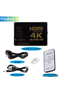 Derwell 4K HDMI Uyumlu Switcher HD 1080P 5 Port HD KVM Switch Hub