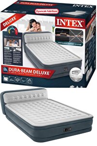 Intex Queen Dura-Beam Elektrikli Peluş Başlıklı Çift Kişilik Şişme