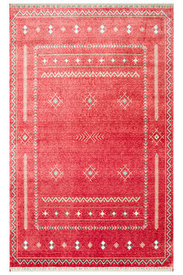 Eko Halı EKO HALI ZARA ZR20 RED MULTY Etnik Desenli Hav Vermeyen