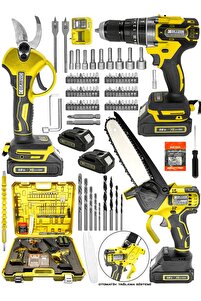 Graizer 5800 Mega Set 2 Akülü Şarjlı Dal Ağaç Kesme Testere + Bağ