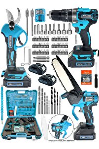 Graizer 5800 Mega Set 2 Akülü Şarjlı Dal Ağaç Kesme Testere + Bağ