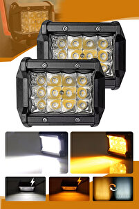 C9 18W 12 Led Motosiklet Çift Sıra Turuncu Beyaz Off Road Led