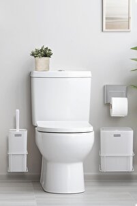ハウスオブウードザタイム空き瓶空き箱セット Okyanus Home Beyaz Eko Magic Askılı Kare Mina 2'li Wc Kova ve