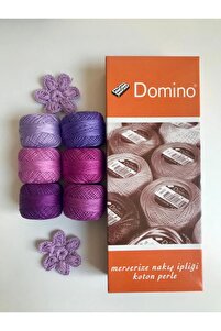 domino 12 Altılı Mor Tonları Seti ( Kanaviçe Etamin ve Nakış İpi