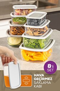 Vienev 8'li Hava Geçirmez Saklama Kabı Seti Gri 2x(250-500-750