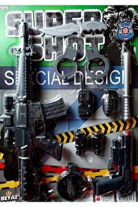 Hepsilazım Polis Set 10 Parça Bordo Bereli Oyuncak Tüfek Kelepçe