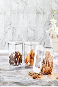 Vip Ahmet 700 ml Kare Vakumlu Saklama Şeffaf Kabı 6 Lı Set Vask700