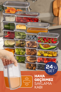 Vienev 24'lü Hava Geçirmez Saklama Kabı Seti Antrasit 6x(250-500
