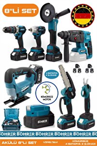 BÖHRER Alman Akülü Kömürsüz V598 5ah Profesypnel 8 Makine Kombo