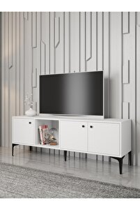 Wood'n Love Hira 160 Cm Metal Ayaklı Tv Ünitesi - Beyaz / Siyah