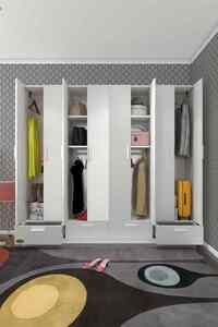 Kenzlife Gardırop 8 Kapılı 4 Çekmeceli Zambak 182*200*42 Byz