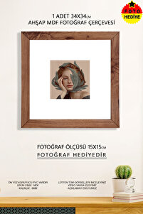 yhfoto 1 Adet 34x34 cm Ahşap Fotoğraf Çerçevesi - 15x15 Foto