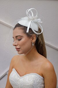 TURKUAZ Gelin Kep / Gelin Vualet / Düğün Nikah Tül İnci Beyaz