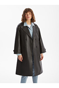 LC Waikiki Yeni Sezon Ceket Yaka Kadin Deri Gorunumlu Trenckot