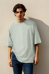 【USED】TMN 4001 DAYS GROOVE　Tシャツ　Lサイズ Trendyolmilla Man Gri Oversize/Geniş Kesim Kısa Kol Dinozor