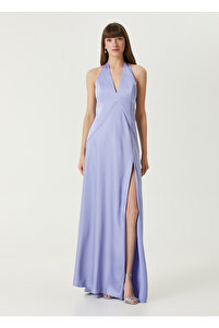 Urban Muse Lilac Maxi Satin Evening Dress Size: L- Trendyol