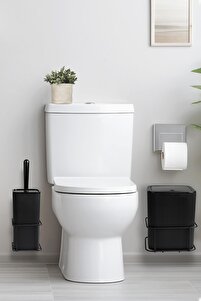 Okyanus Home Siyah Eko Magic Askılı Kare Mina 2'li Wc Kova Ve