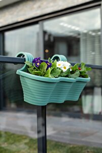 KıtayGroup 10 Litre Yeşil Askılı Balkon Saksısı Dekoratif Plastik
