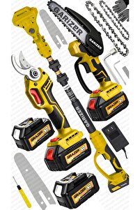 Graizer Teleskopik Set 4 Akülü Şarjlı Ağaç Dal Kesme Budama Makası