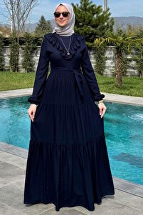 Rabia Şamlı Jale Elbise Lacivert - Fiyatı, Yorumları